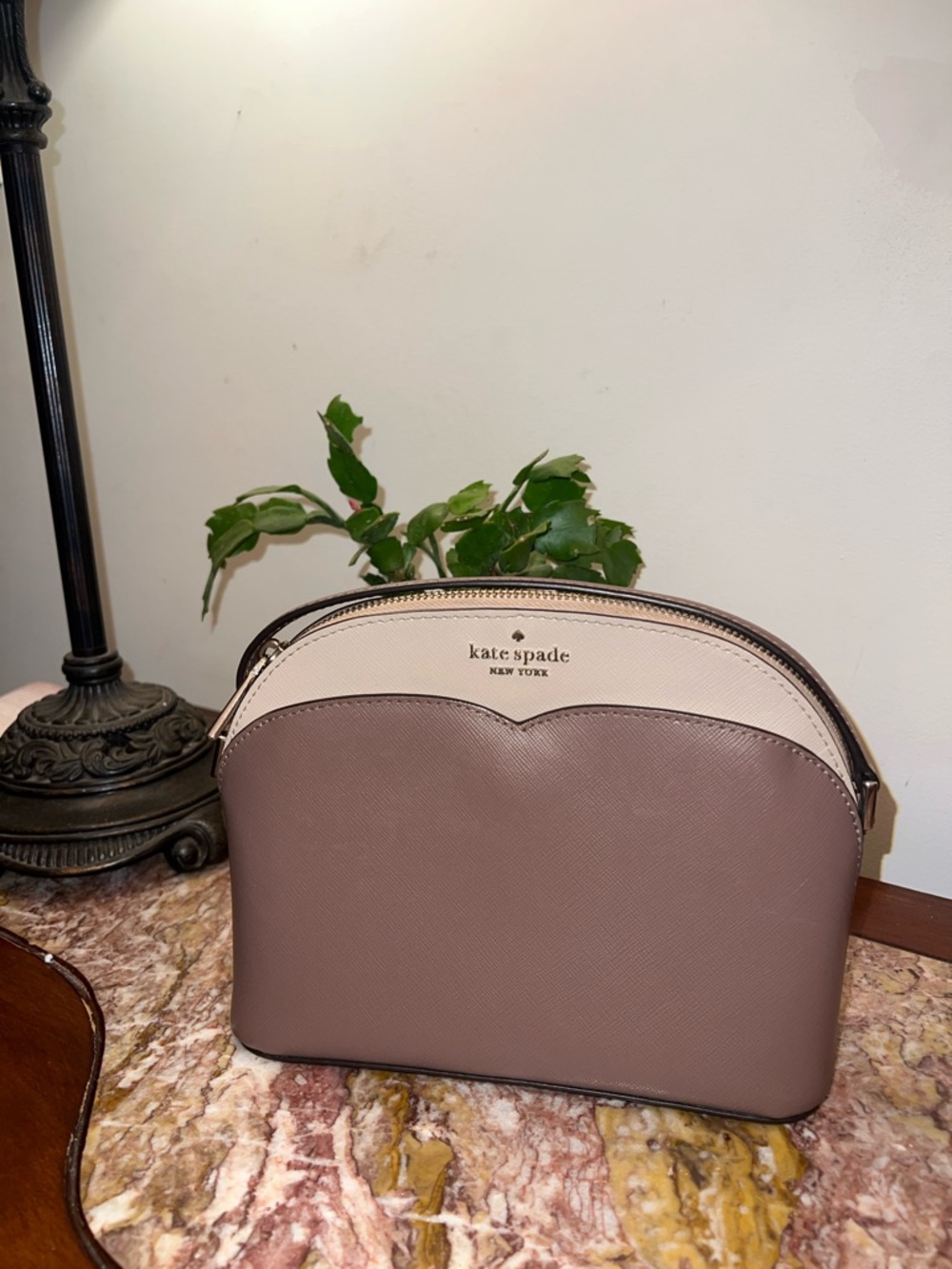 kate spade Two-Tone Mauve and Cream Dome Crossbody Purse